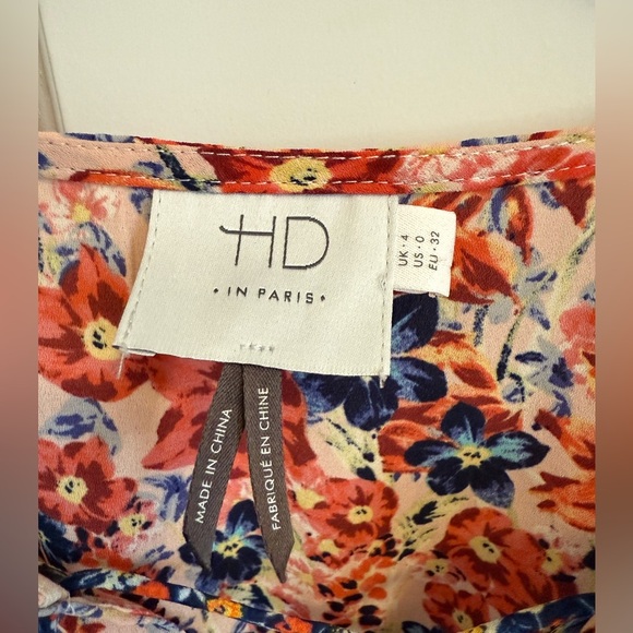 HD in Paris Anthropologie Mixed Floral Print Tunic Tie Front Palo Alto Blouse - Picture 5 of 12